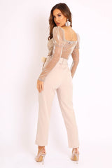 Gold Metallic Sequin Embellished Crop Top - Bronte-Crop Tops