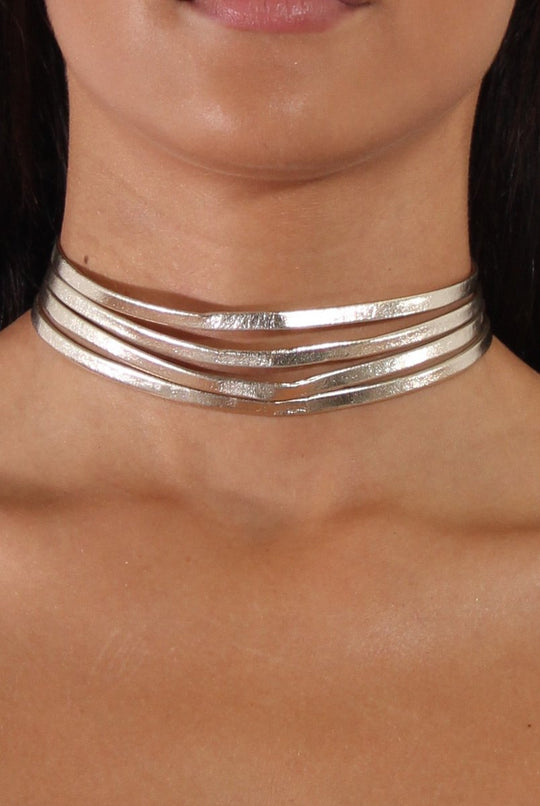 Gold Metallic Strappy Choker - Amalia