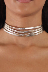 Gold Metallic Strappy Choker - Amalia-Accessories