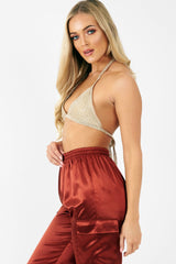 Gold Metallic Triangle Bralet - Elsy-Bralets