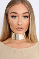 Gold Metallic Wide Choker - Aala-Accessories