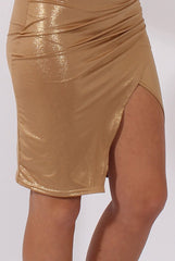 Gold Metallic Wrap Around Dress - Alesha-Dresses