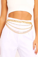 Gold Multi Chain Diamante Belt - Petrona-Jewellery