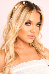 Gold Ornate Pearl Detail Headband - Mabrey-Hair