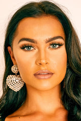 Gold Oversized Diamante Heart Pendant Earrings - Tylar-Jewellery