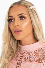 Gold Pearl Cluster Detail Slide Barrette - Gracie-Hair