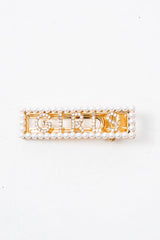 Gold Pearl Detail Girls Slogan Crocodile Barrette - Krissy-Hair