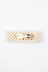 Gold Pearl Detail Rectangle Hair Clip - Fifi-Hair