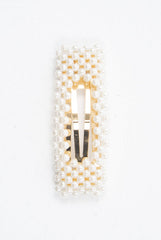 Gold Pearl Detail Rectangle Hair Clip - Fifi-Hair