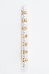 Gold Pearl Diamante Detail Crocodile Barrette - Torri-Hair