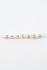 Gold Pearl Diamante Detail Crocodile Barrette - Torri-Hair