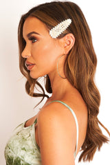 Gold Pearl Diamante Detail Hair Clip - Talisa-Hair