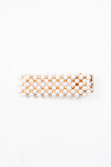 Gold Pearl Embellished Crocodile Barrette - Faisa-Hair