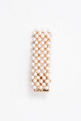Gold Pearl Embellished Crocodile Barrette - Faisa-Hair