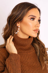 Gold Pearl Encrusted Hoop Earrings - Paige-Jewellery