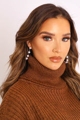 Gold Pearl Encrusted Hoop Earrings - Paige-Jewellery