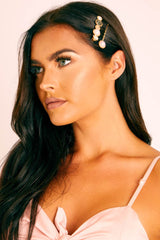 Gold Pink Stone 2 Pack Hair Clip - Samani-Hair