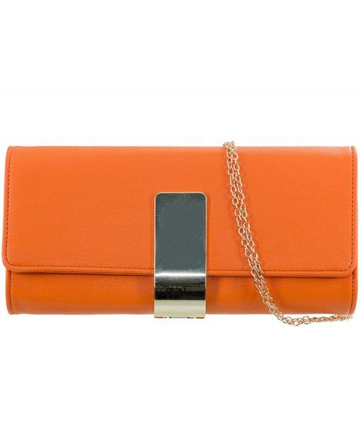 Gold Plaque Detail Clutch - Kelsey-Bags