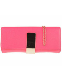 Gold Plaque Detail Clutch - Kelsey-Bags