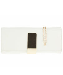Gold Plaque Detail Clutch - Kelsey-Bags