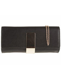 Gold Plaque Detail Clutch - Kelsey-Bags