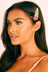 Gold Rainbow Diamante Hair Clip - Makari-Hair