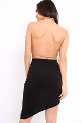 Gold Rectangle Chain Mail Halter Neck Crop Top - Rubie-Crop Tops