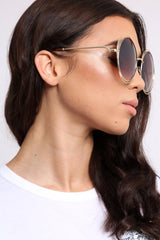 Gold Round Oversized Sunglasses - Cacey-Sunglasses