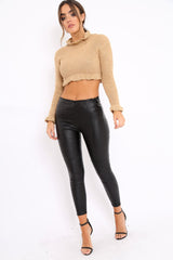Gold Ruffle Hem Chunky Knit Crop Jumper - Alannah-Crop Jumper