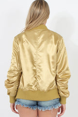 Gold Satin Bomber Jacket - Neve-Jackets