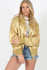 Gold Satin Bomber Jacket - Neve-Jackets