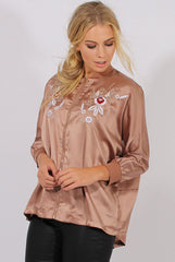 Gold Satin Oversized Embroidered Jacket - North-Jackets