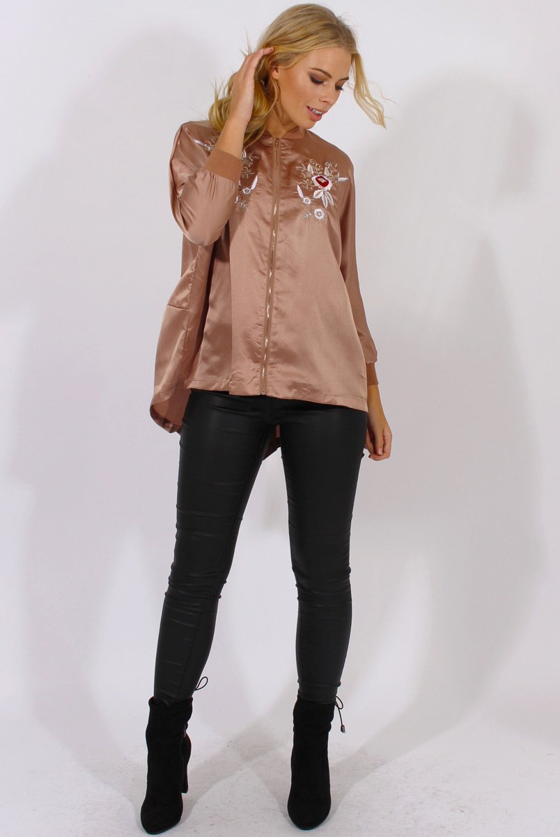 Gold Satin Oversized Embroidered Jacket - North-Jackets