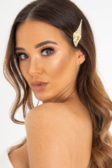 Gold Sea Shell Detail Hair Clip - Railey-Hair