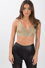 Gold Sheer Metallic Knit Bralet - Sadie-Bralets