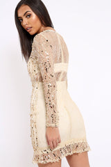 Gold Sheer Sequin Dress - Aaima-Dresses