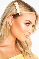 Gold Shell Detail Crocodile Barrette - Ignacia-Hair