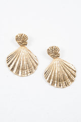 Gold Shell Detail Drop Earrings - Esty-Jewellery