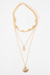 Gold Shell Detail Layered Necklace - Lalia-Jewellery
