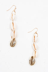 Gold Shell Drop Down Earrings - Iyla-Jewellery
