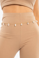 Gold Shell Embellished Chain Belt - Onora-Belts