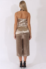 Gold Silky Culotte Jumpsuit - Berry-Jumpsuits