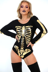 Gold Skeleton Bodysuit-Bodysuits
