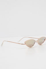 Gold Small Cat Eye Metal Frame Sunglasses - Stefani-Sunglasses