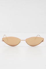Gold Small Cat Eye Metal Frame Sunglasses - Stefani-Sunglasses