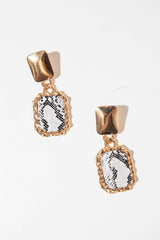 Gold Snake Print Drop Earrings - Navina-Jewellery