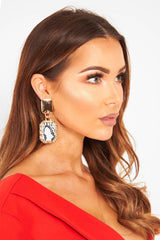 Gold Snake Print Drop Earrings - Navina-Jewellery