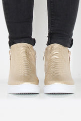 Gold Snakeskin Hightop Trainer - Tracey-Tops
