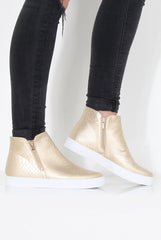 Gold Snakeskin Hightop Trainer - Tracey-Tops