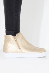 Gold Snakeskin Hightop Trainer - Tracey-Tops